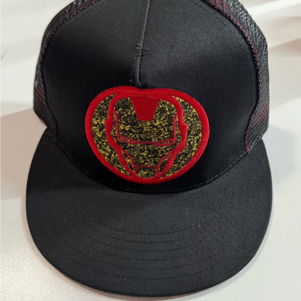 Iron Man Trucker Black Hat Embroidered Patch Marvel Snapback Cap Avengers